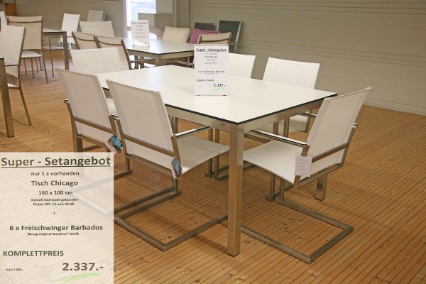 Super-Setangebot: Tisch CHICAGO 160 cm + 6 x Freischwinger BARBADOS