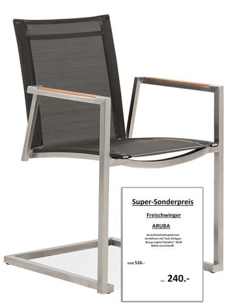 Freischwinger ARUBA | Armlehnen TEAK - Batyline Weiss