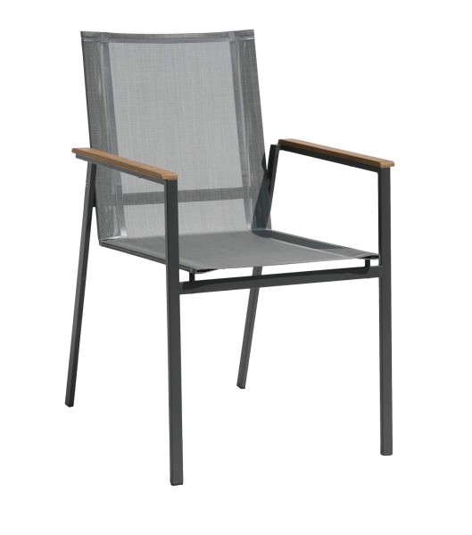 Stapelsessel KUBA Anthrazit, Teak Armlehnen