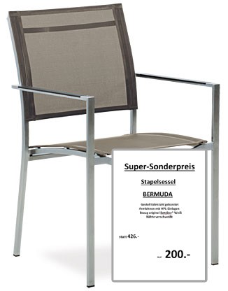Stapelsessel BERMUDA | HPL Armlehnen Batyline Weiss