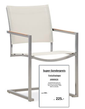 Freischwinger JAMAICA | Armlehnen Teak - Batyline Weiss