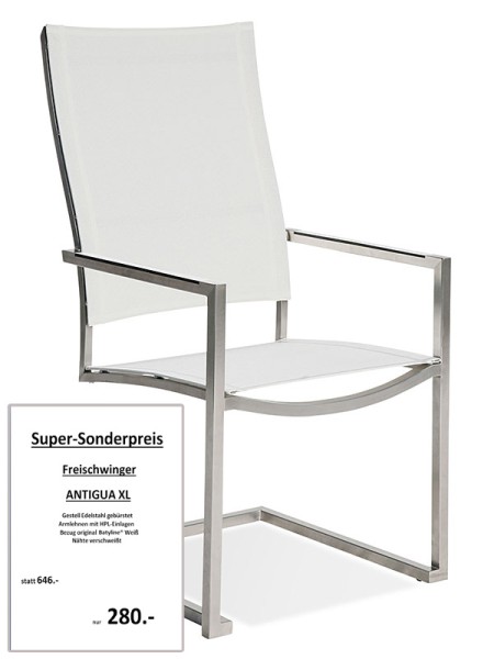 Freischwinger ANTIGUA XL | Armlehnen HPL - Batyline weiss