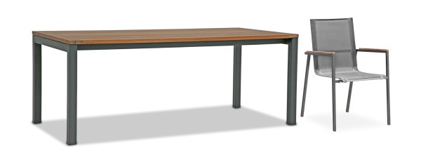 Set Tisch KANSAS 200 + 6 x Stapelsessel SUMATRA | Gestell Anthrazit