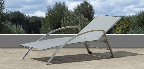 Sonnenliege JAMAICA, Edelstahl mit Teak